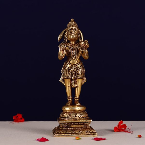 brass hanuman idol on standing position height