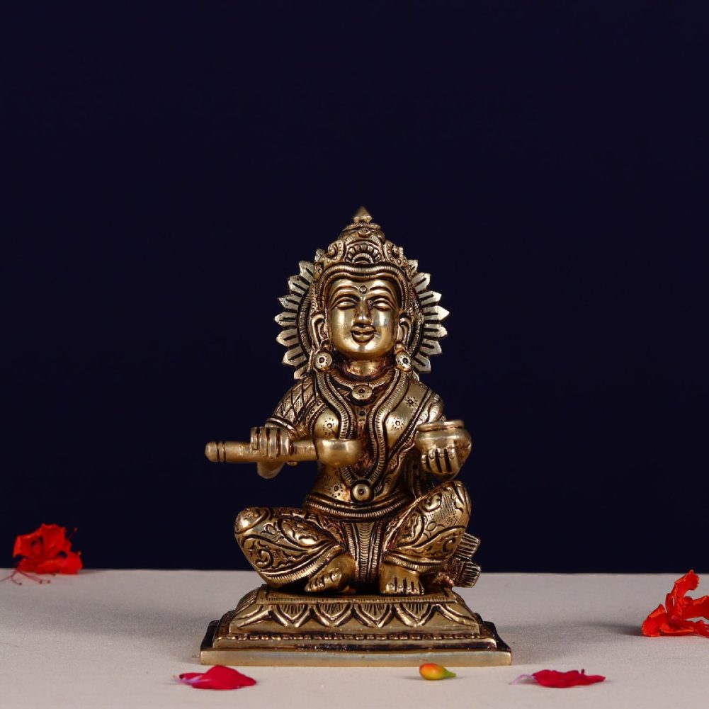 antique brass annapurna idol height 5.5 inch