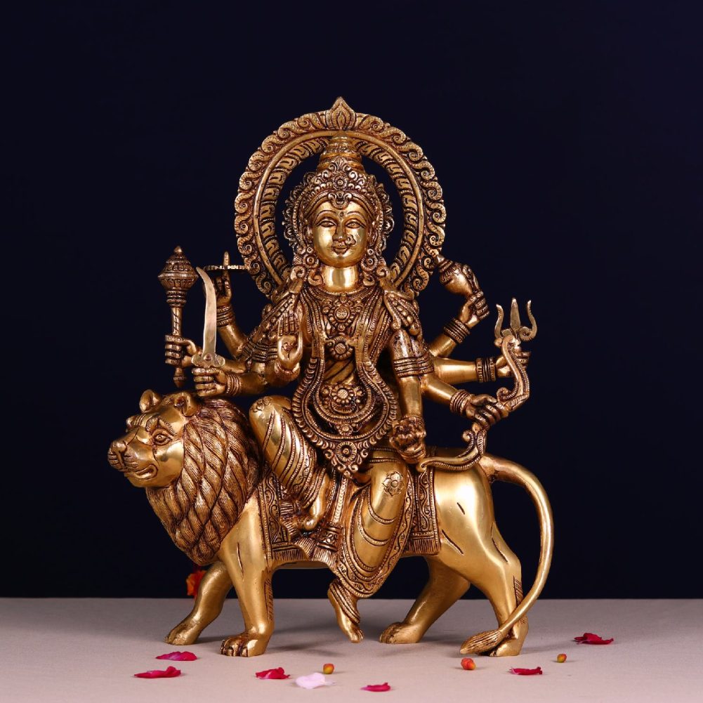 super fine brass durga mata idol height 14.5 inch