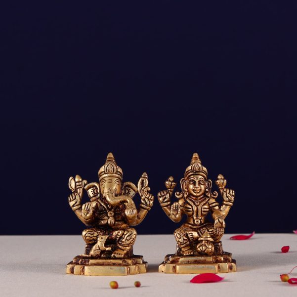 laxmi ganesh brass murti height 3.5 inches