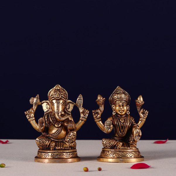 laxmi ganesh brass murti height 4 inches