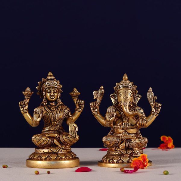 laxmi ganesh brass murti height 5.5 inches