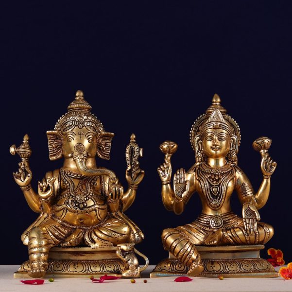 laxmi ganesh brass murti height 10 inch 2