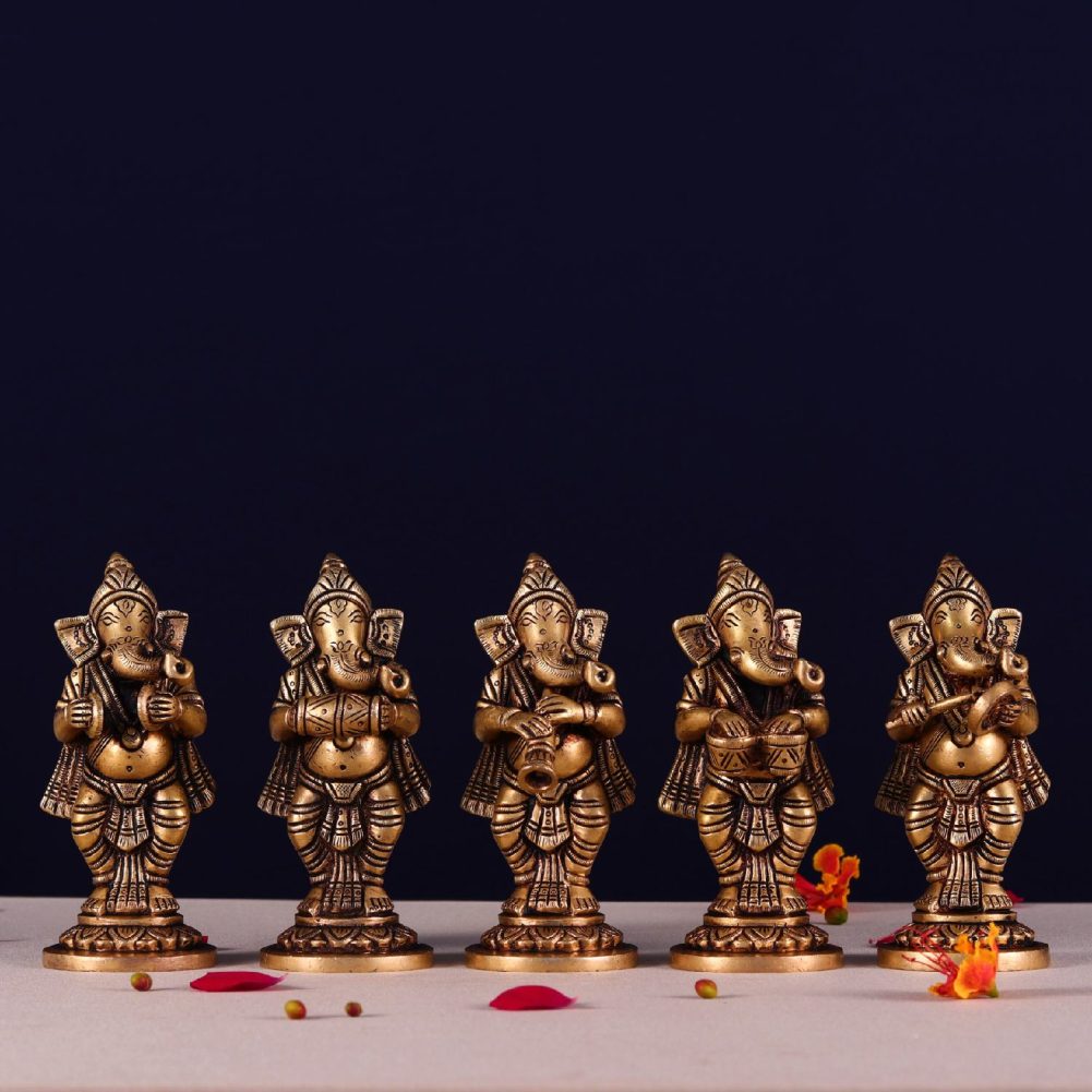 brass ganesha musical set height 3.5 inch 2