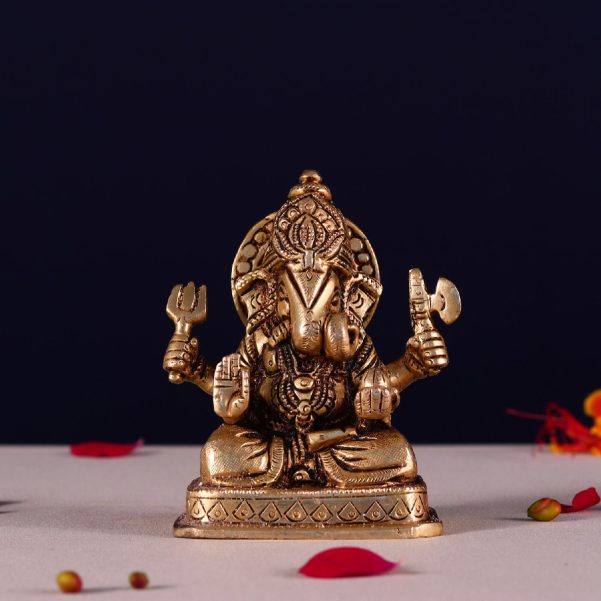 brass dagdu ganesh idol 4 inch