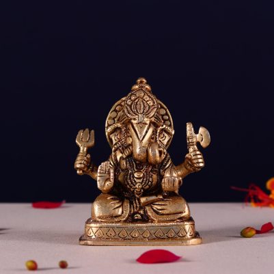 brass dagdu ganesh idol 4 inch
