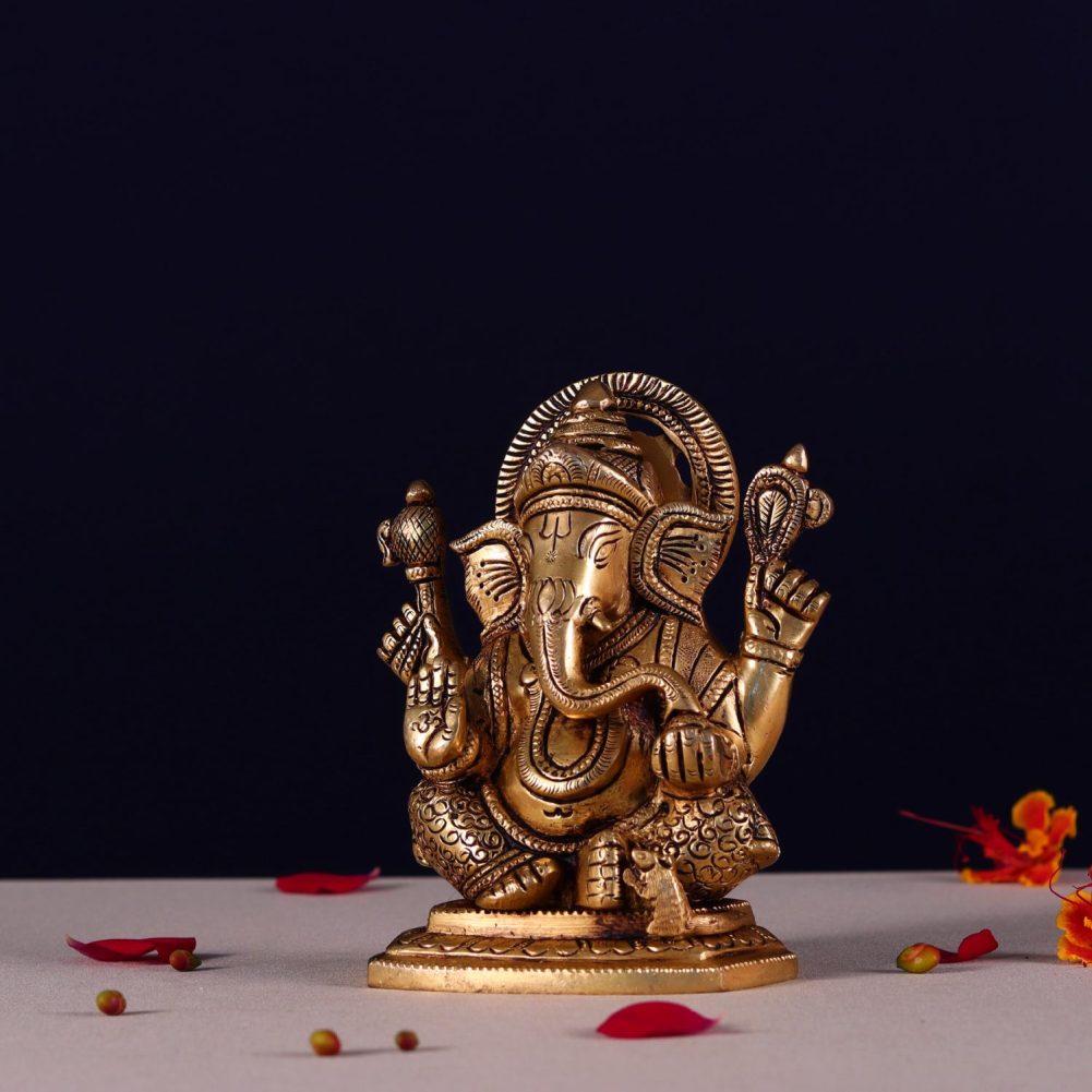 lord ganesh brass statue height 5.5 inch