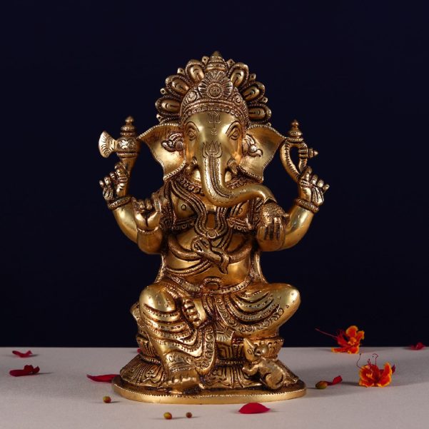 brass ganesh idol height 11 inch