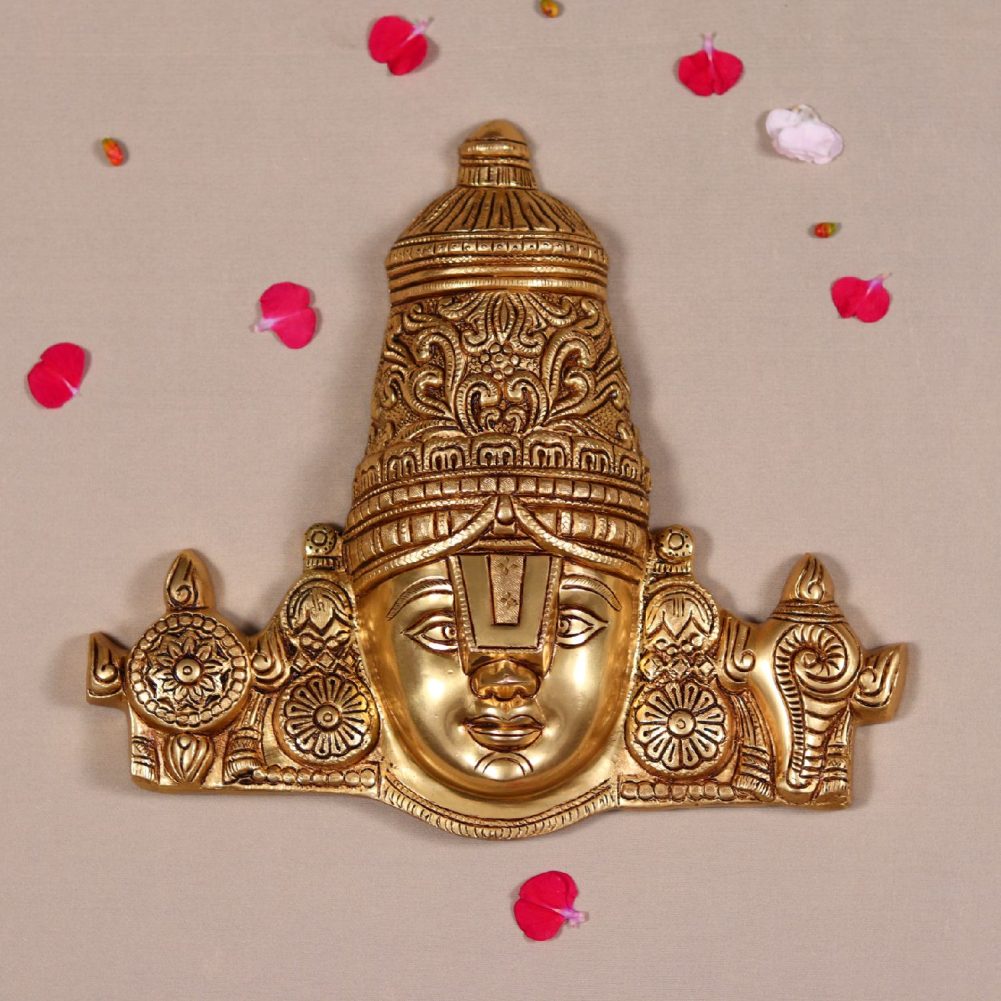 brass tirupati balaji venkateshwar face wall hanging 12