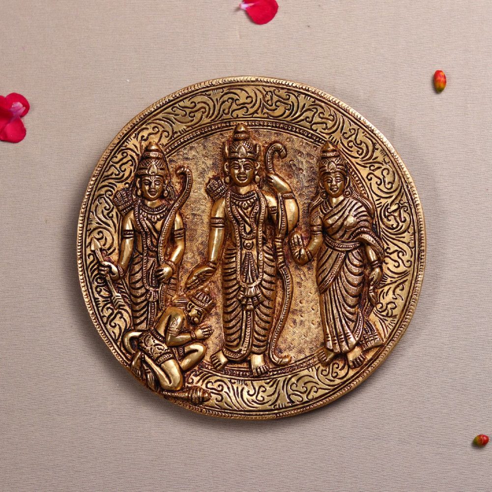 brass ram darbar wall hanging plate