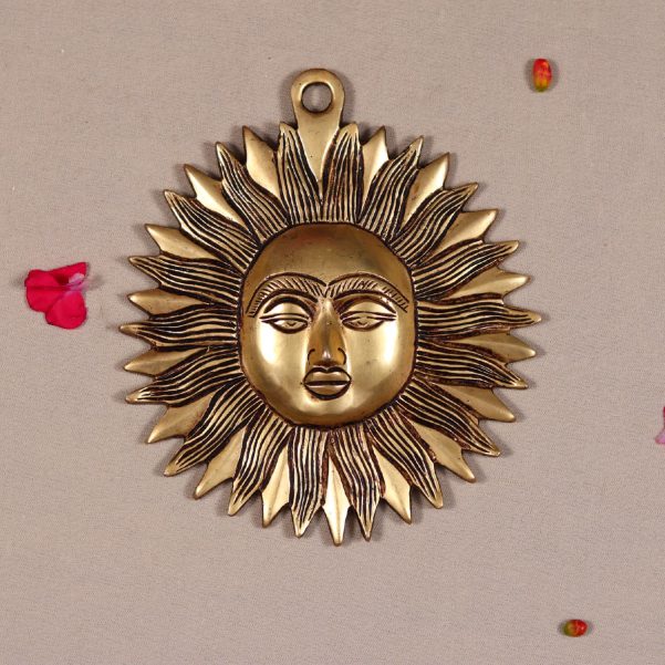 wall hanging brass sun face height 7 inch