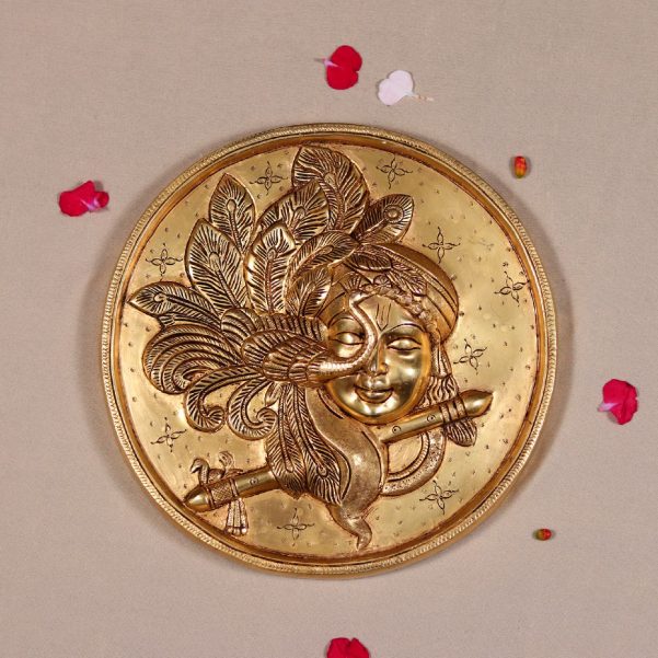 brass wall hanging lord krishna face