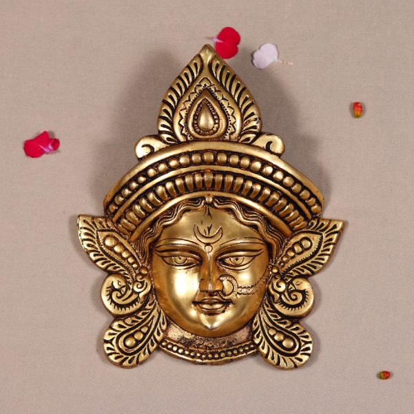 brass durga mata wall hanging face height 10 inch