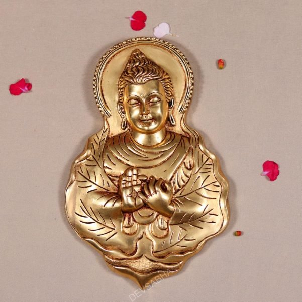 brass lord buddha bust wall hanging 12 inch height