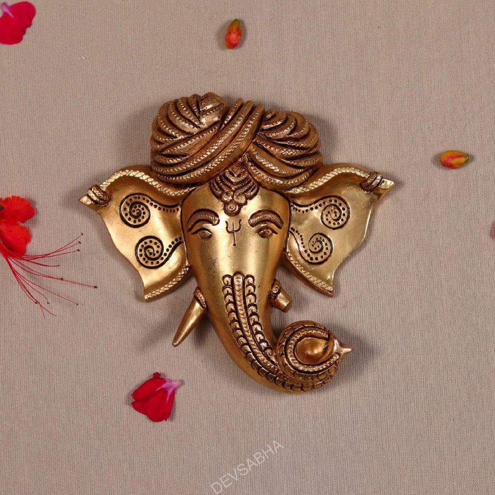 wall hanging brass lord ganesha plate height 6 inch