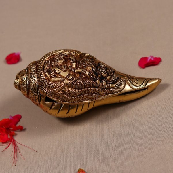 brass lord laxmi narayan conch