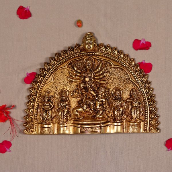 brass goddess mahisha mardini wall hanging