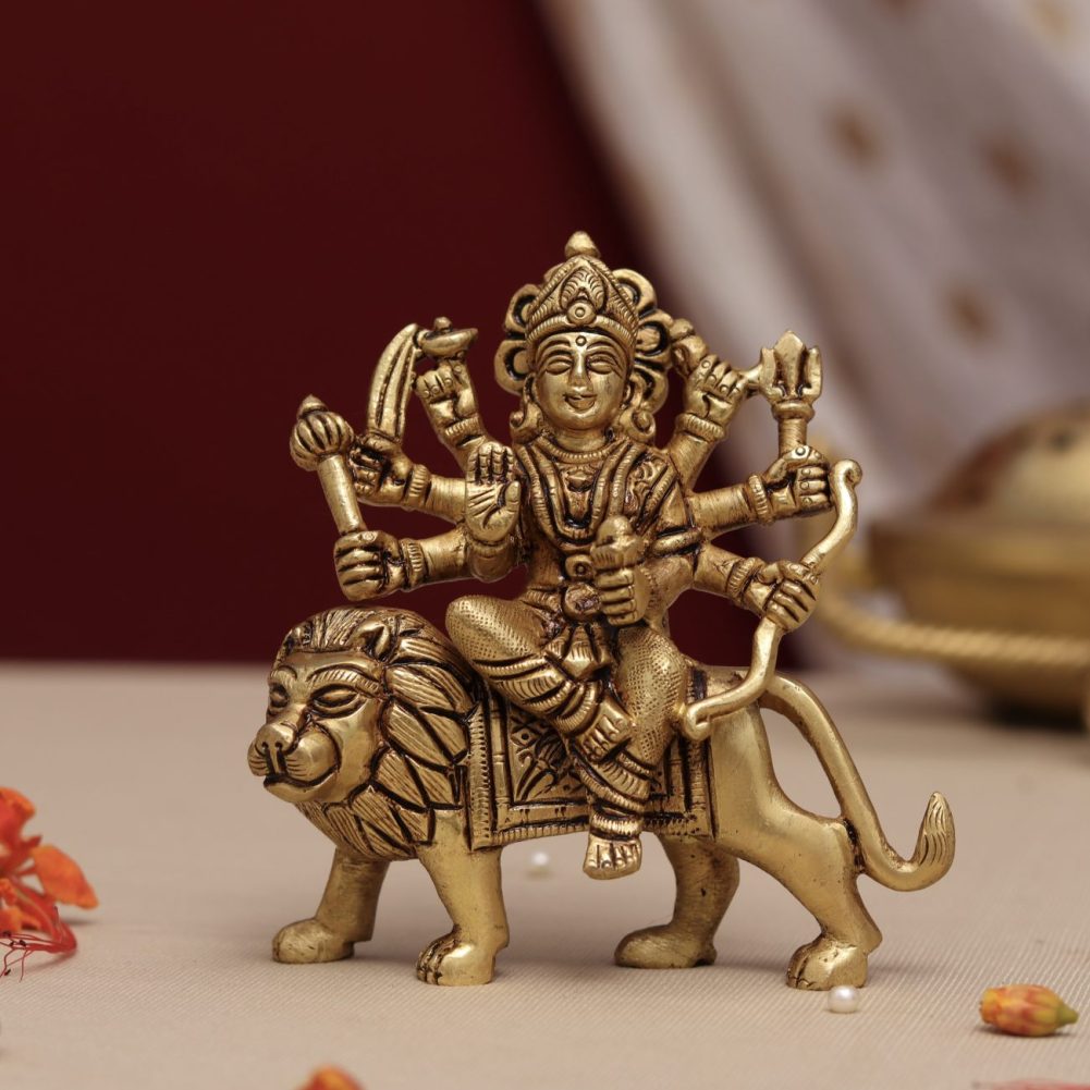 small brass durga murti