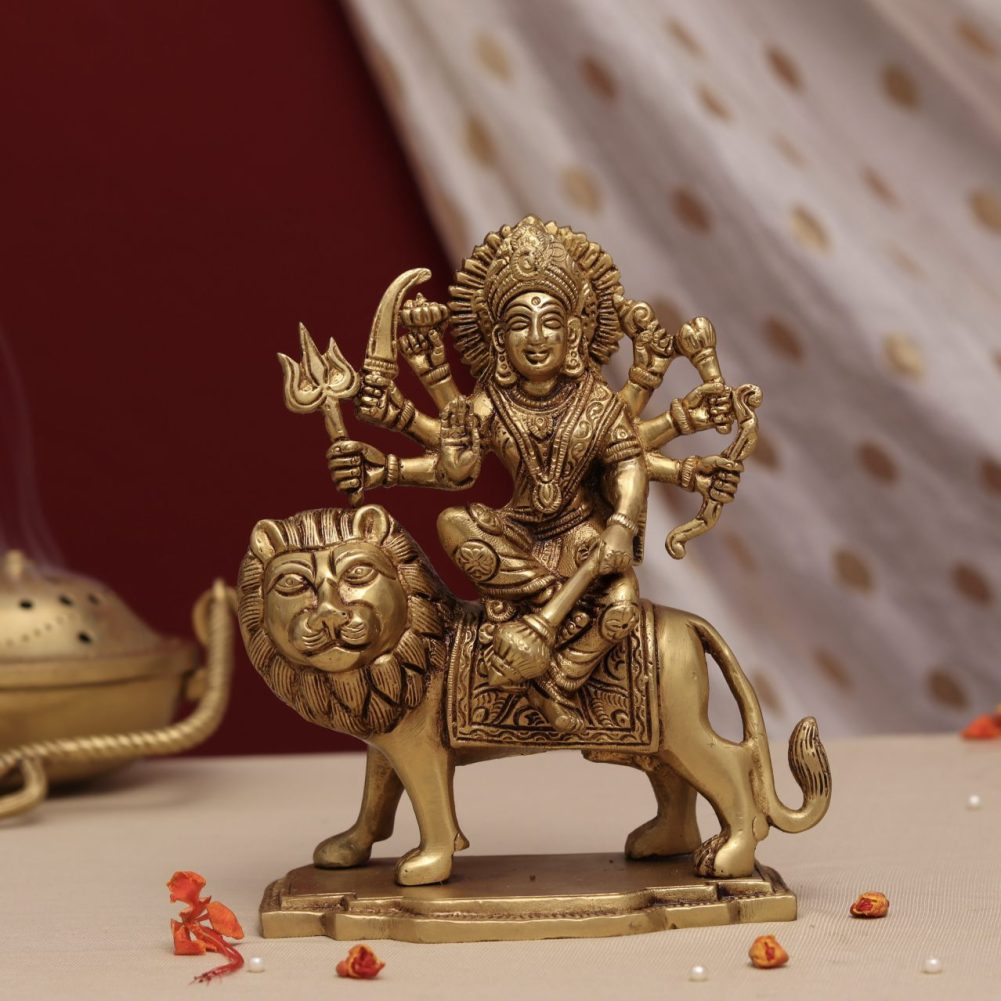 brass durga murti