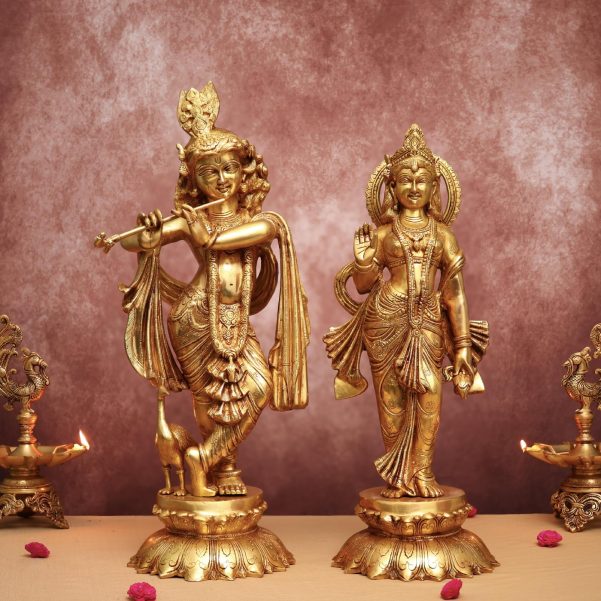 large brass radha krishna idol