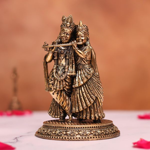 brass radha krishna idol