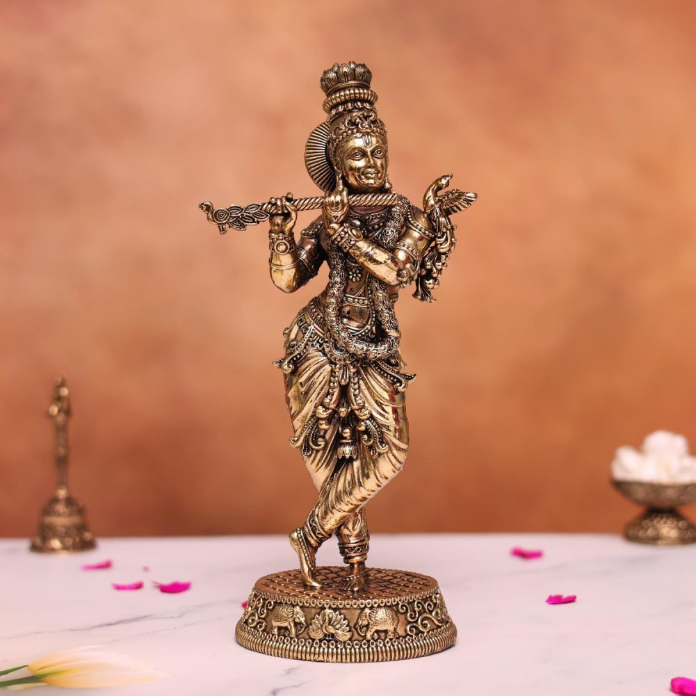 brass lord krishna idol