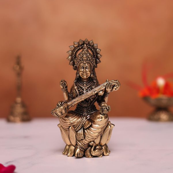 brass saraswati statue