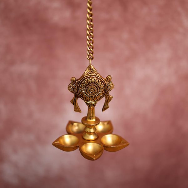 brass chakra hanging diya